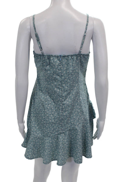 CBR Womens Slip Dress Blue Floral Sleeveless Square Neck Short Zip Size M