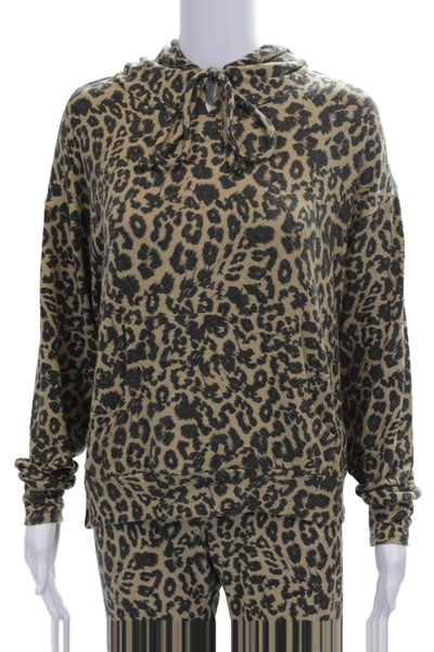 LNA Women Sweatsuit Beige Animal Print Rayon Pullover Long Sleeve Size S