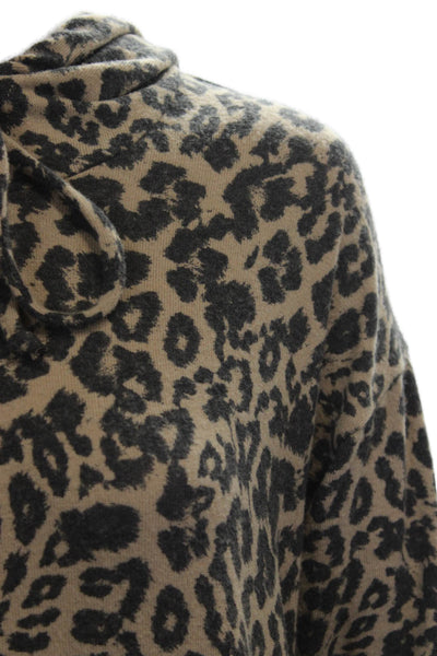LNA Women Sweatsuit Beige Animal Print Rayon Pullover Long Sleeve Size S