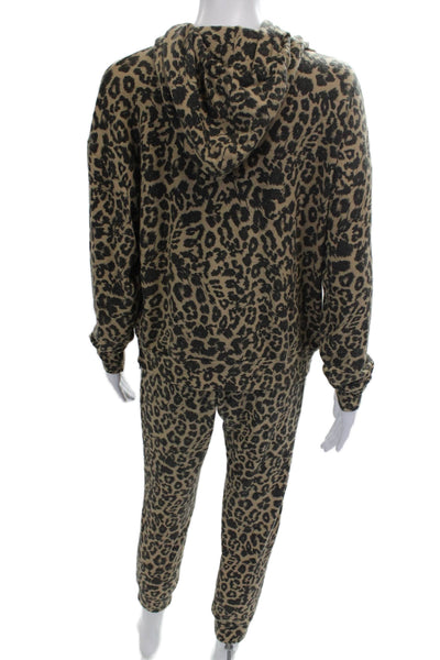LNA Women Sweatsuit Beige Animal Print Rayon Pullover Long Sleeve Size S