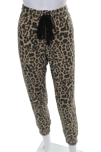 LNA Women Sweatsuit Beige Animal Print Rayon Pullover Long Sleeve Size S
