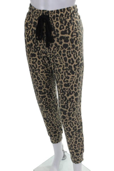 LNA Women Sweatsuit Beige Animal Print Rayon Pullover Long Sleeve Size S