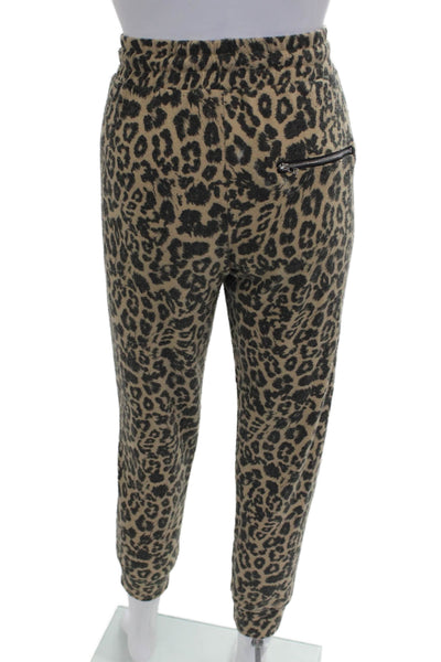 LNA Women Sweatsuit Beige Animal Print Rayon Pullover Long Sleeve Size S