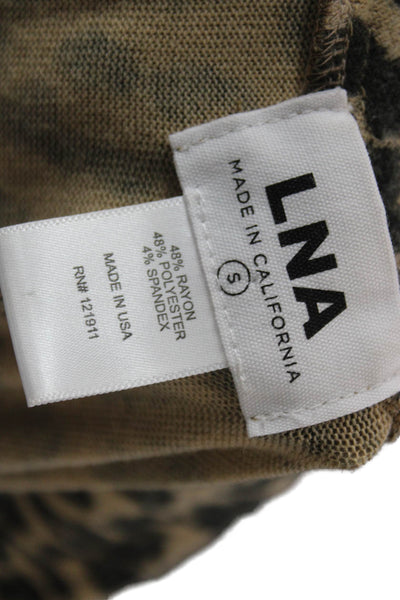LNA Women Sweatsuit Beige Animal Print Rayon Pullover Long Sleeve Size S
