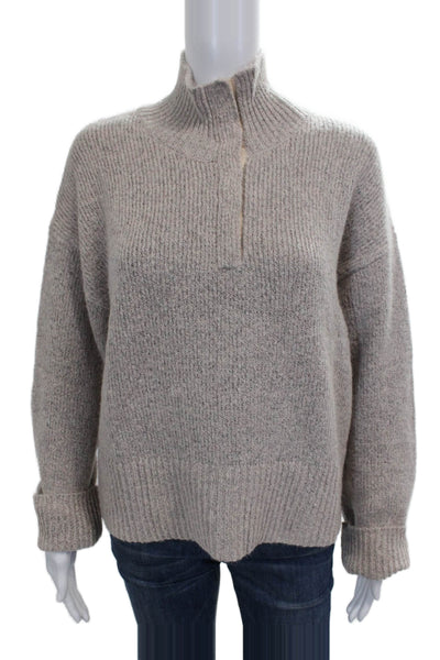 525 America Womens Pullover Sweater Beige Mock Neck Long Sleeve Size M