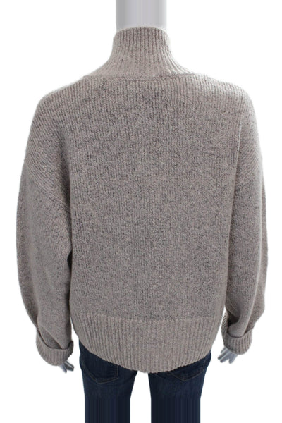 525 America Womens Pullover Sweater Beige Mock Neck Long Sleeve Size M