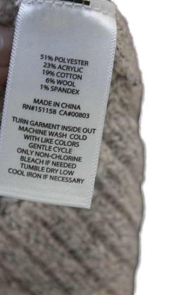 525 America Womens Pullover Sweater Beige Mock Neck Long Sleeve Size M