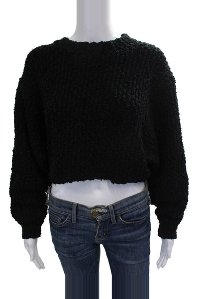 Zara Women Black Polyester Pullover Sweater Long Sleeve Round Neck Size XS