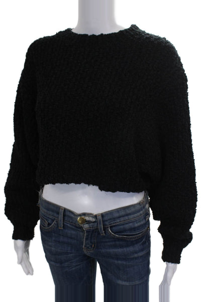 Zara Women Black Polyester Pullover Sweater Long Sleeve Round Neck Size XS