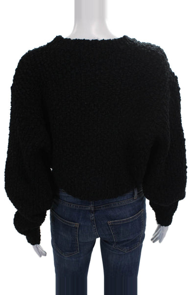 Zara Women Black Polyester Pullover Sweater Long Sleeve Round Neck Size XS