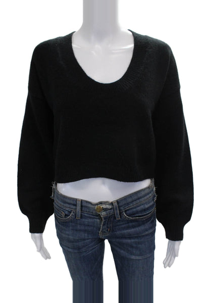 Line & Dot Women Black V-Neck Pullover Sweater Long Sleeve Acrylic Size S