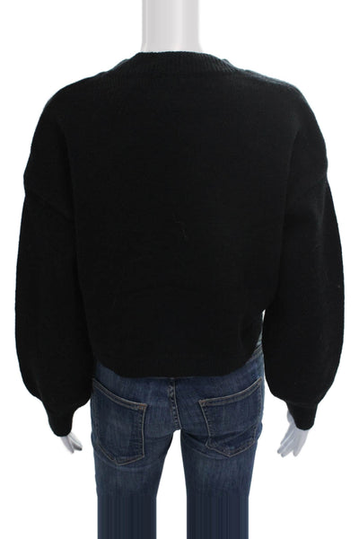 Line & Dot Women Black V-Neck Pullover Sweater Long Sleeve Acrylic Size S