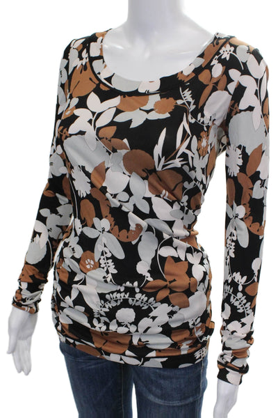 Missoni Orange Label Womens Floral Scoop Neck Rayon Blouse Pullover Size 40