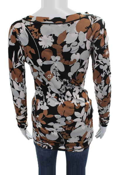 Missoni Orange Label Womens Floral Scoop Neck Rayon Blouse Pullover Size 40