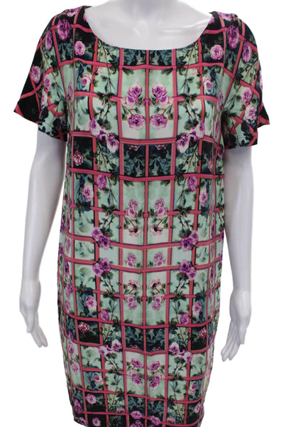 Mary Katrantzou Women Shift Dress Multicolor Silk Boat Neck Knee Length Size 6