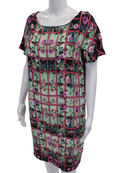 Mary Katrantzou Women Shift Dress Multicolor Silk Boat Neck Knee Length Size 6