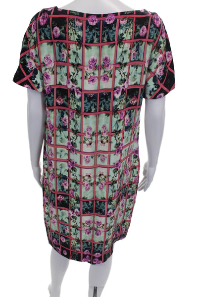 Mary Katrantzou Women Shift Dress Multicolor Silk Boat Neck Knee Length Size 6
