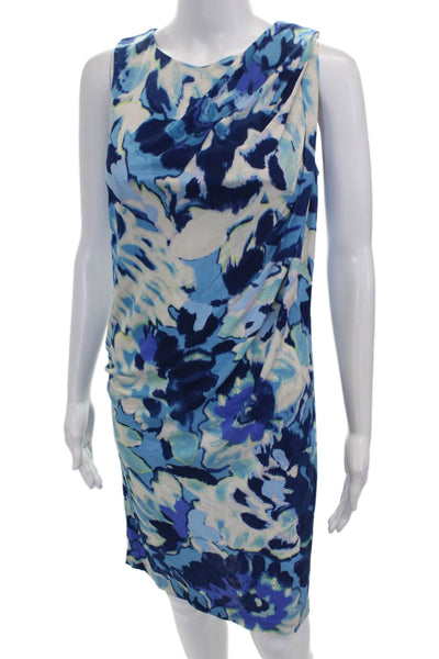 Etro Women Sheath Dress Multicolor Floral Cowl Neck Knee Zip Size 42