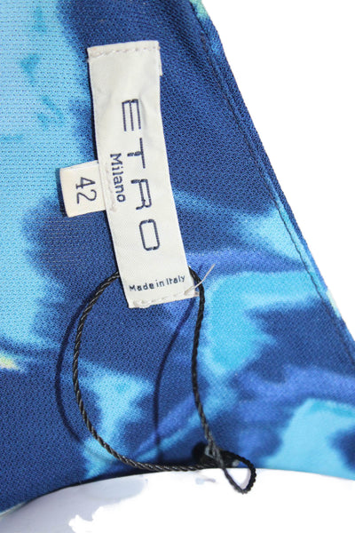 Etro Women Sheath Dress Multicolor Floral Cowl Neck Knee Zip Size 42