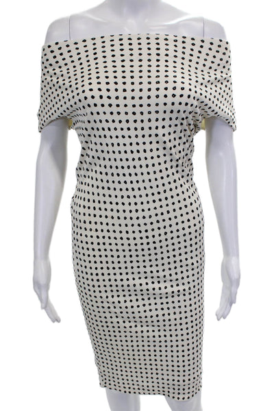 Balenciaga Paris Women Sheath Dress White Off Shoulder Short Sleeve Size 38