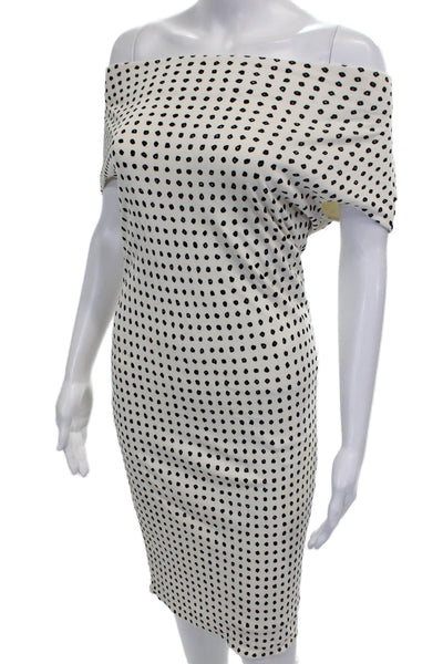 Balenciaga Paris Women Sheath Dress White Off Shoulder Short Sleeve Size 38