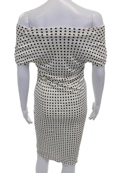 Balenciaga Paris Women Sheath Dress White Off Shoulder Short Sleeve Size 38
