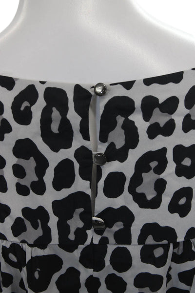 Marc Jacobs Women Shift Dress Black Animal Print Long Sleeve Size 8