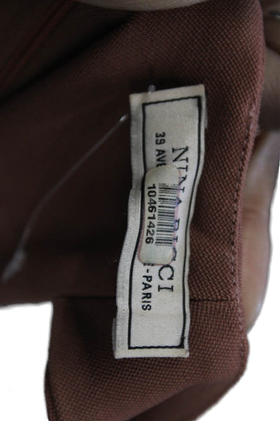 Nina Ricci Womens Sheath Dress Brown Wool Knee Length Sleeveless Zip Size 42