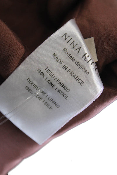 Nina Ricci Womens Sheath Dress Brown Wool Knee Length Sleeveless Zip Size 42