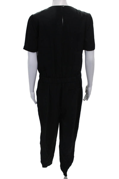 J Crew Collection Womens Short Sleeve V Neck Black Jumpsuit Size 6