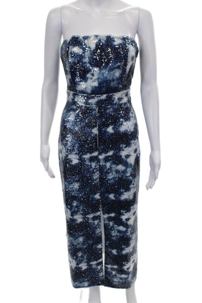 Nasty Gal Women Strapless Pencil Dress Multicolor Tie Dye Zip Size 6