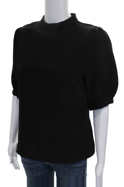 Maeve Anthropologie Women Basic Black Mock Neck Short Sleeve Blouse Size 4