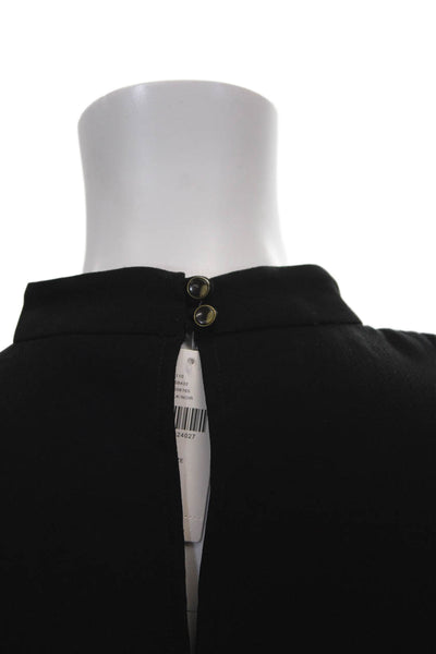 Maeve Anthropologie Women Basic Black Mock Neck Short Sleeve Blouse Size 4