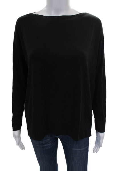 Lululemon Women Basic Casual Boat Neck Long Sleeve Top Black Nylon Size 8