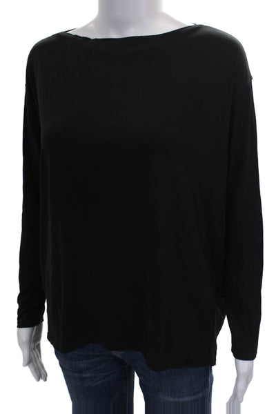 Lululemon Women Basic Casual Boat Neck Long Sleeve Top Black Nylon Size 8