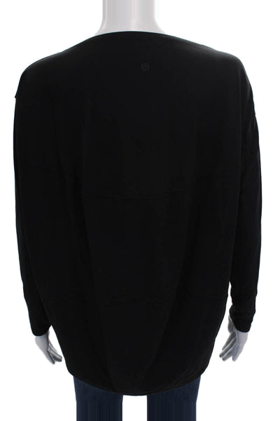 Lululemon Women Basic Casual Boat Neck Long Sleeve Top Black Nylon Size 8