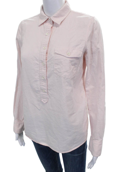J Crew Women Collared Striped Cotton Button-Up Blouse Long Sleeve Pink Size 4