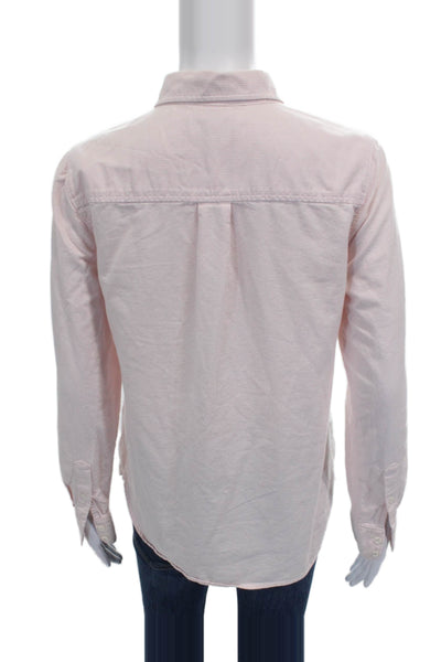 J Crew Women Collared Striped Cotton Button-Up Blouse Long Sleeve Pink Size 4