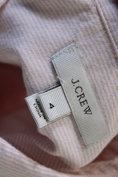 J Crew Women Collared Striped Cotton Button-Up Blouse Long Sleeve Pink Size 4
