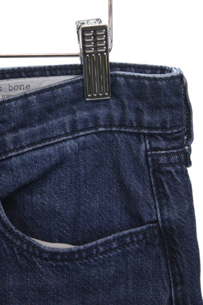Rag & Bone Women Wide Leg Jeans High Rise Blue Cotton Size 27