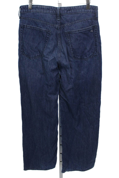 Rag & Bone Women Wide Leg Jeans High Rise Blue Cotton Size 27