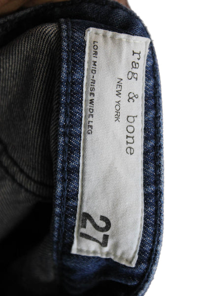 Rag & Bone Women Wide Leg Jeans High Rise Blue Cotton Size 27