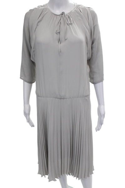 BCBG Max Azria Women Blouson Dress Gray 3/4 Sleeve Round Neck Polyester Size S