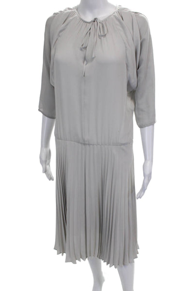 BCBG Max Azria Women Blouson Dress Gray 3/4 Sleeve Round Neck Polyester Size S