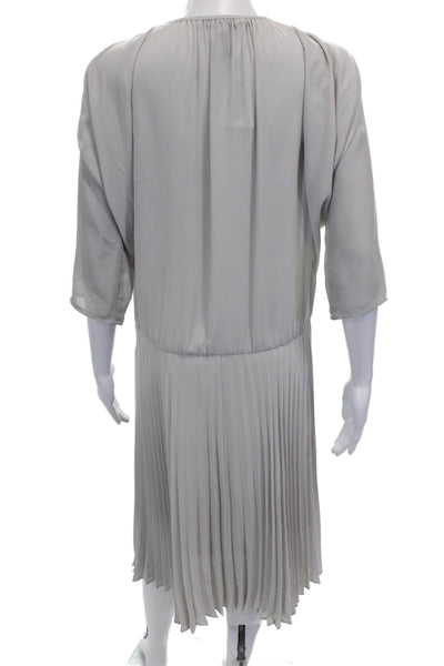 BCBG Max Azria Women Blouson Dress Gray 3/4 Sleeve Round Neck Polyester Size S