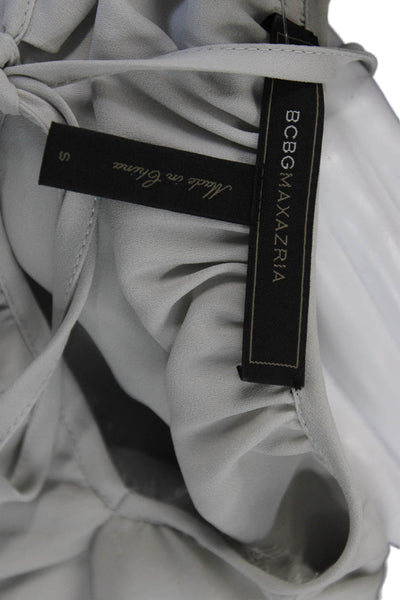 BCBG Max Azria Women Blouson Dress Gray 3/4 Sleeve Round Neck Polyester Size S