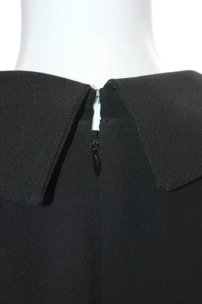 Adrianna Papell Women Black Collared Long Sleeve Shift Dress Zip Size 4