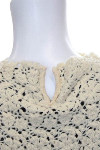 RED Valentino Womens Black Crochet Sheath Dress Highneck 3/4 Sleeve Knee Size S