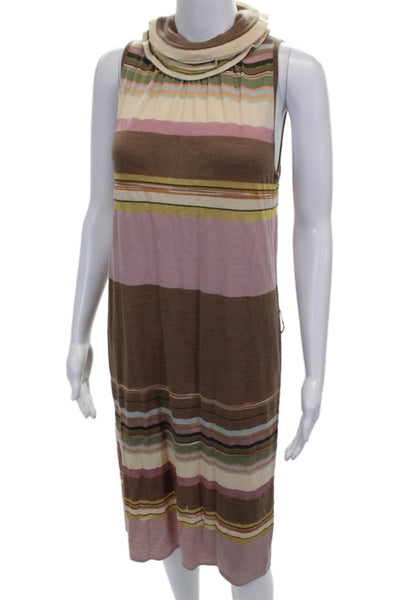 Missoni Womens Tank Dress Multicolor Wool Cowl Neck Long Sleeveless Size S