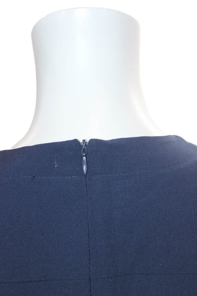 Harper Women Shift Dress Blue Round Neck 3/4 Sleeve Short Zip Size S